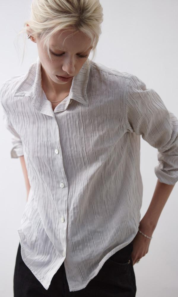 [1차 리오더] WIRE CREASED COTTON SHIRT (STRIPE)