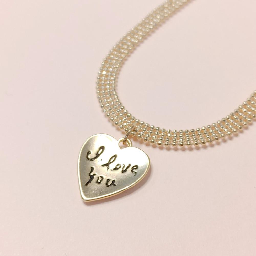 아이러브유 하트 초커 목걸이