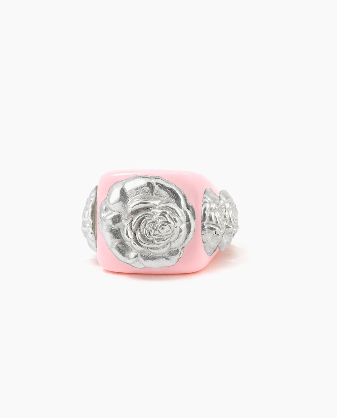 BB Pink on Silver Rosetón - XS