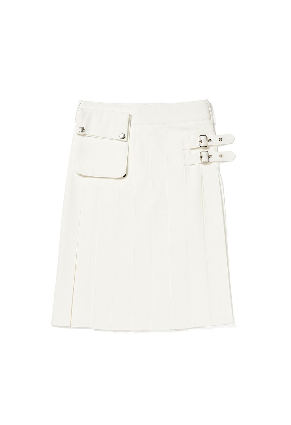 PLEATED CARGO POCKET KILT, WHITE