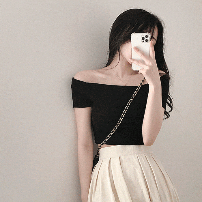 소울 오프숄더 크롭 반팔 이너 티셔츠