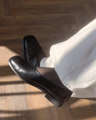 발편한구두 하객룩 스퀘어 절개 가죽 로퍼 (2cm)