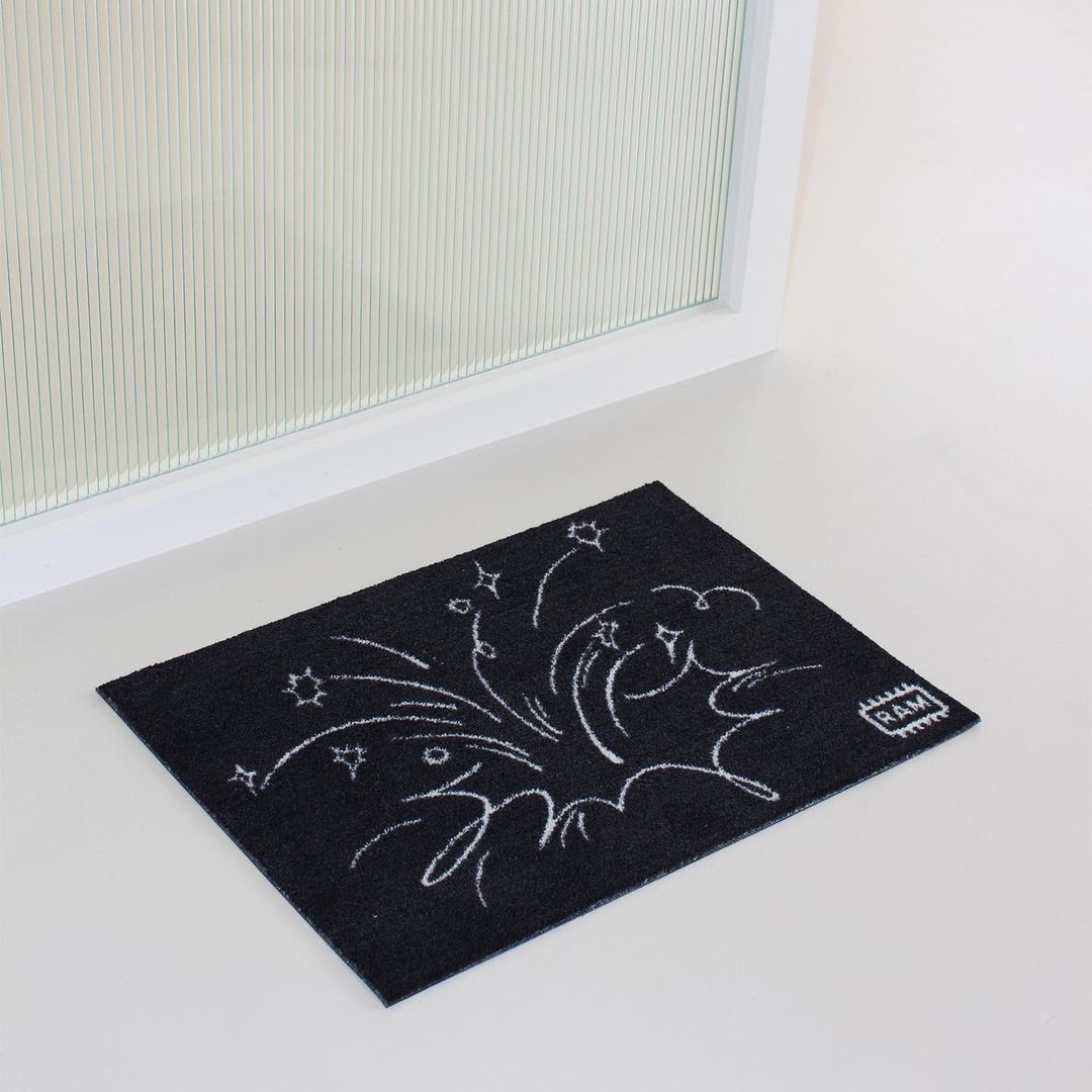 “Bombs or Firework?” door mat (black)