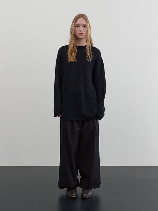 Cotton Tuck Jogger Pants (Black)