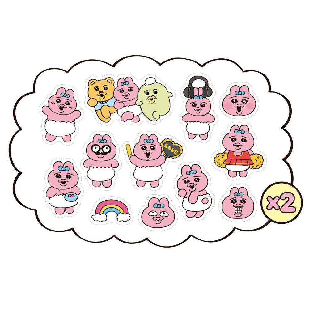 오빤쮸 우사기 빤쮸토끼 반투명 조각스티커 24개 핑크버전 [정식제품]