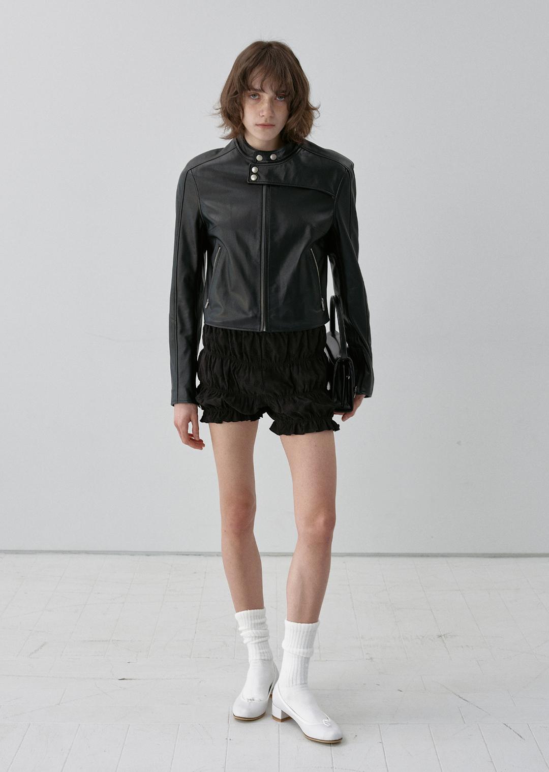 RACER ZIPPED LAMBSKIN LEATHER JACKET