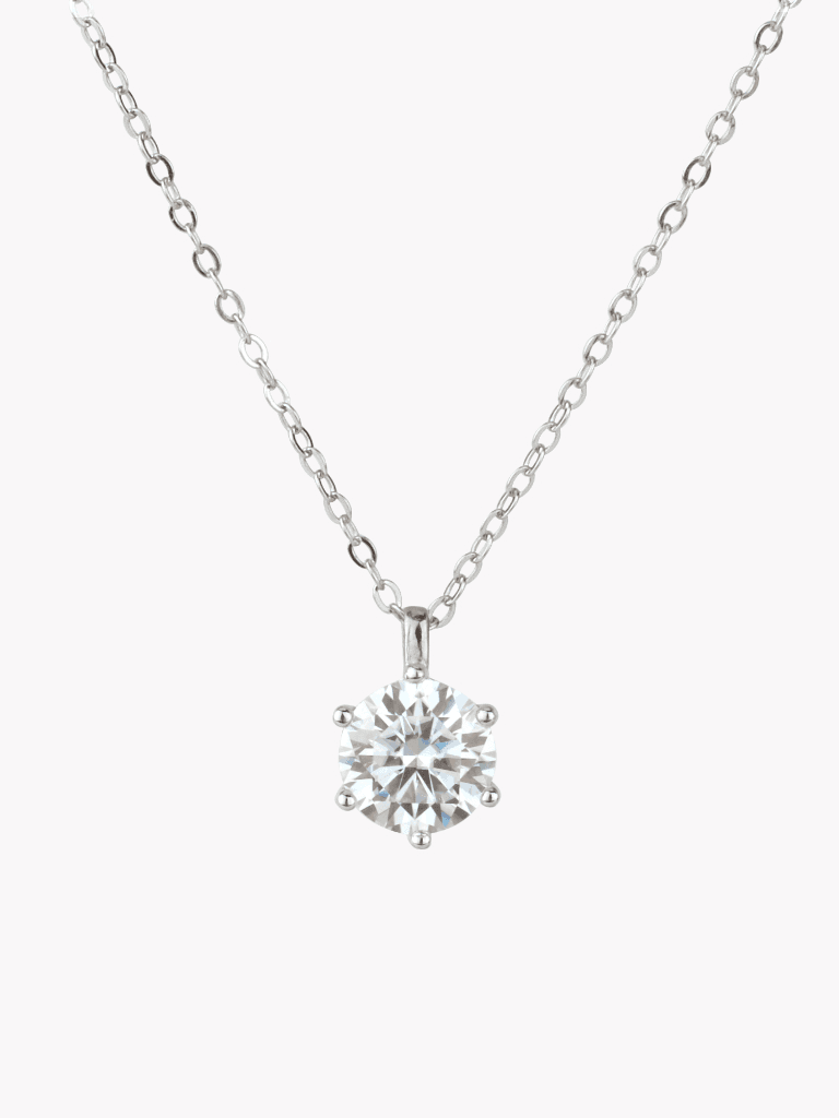 라운드 솔로 1캐럿 화이트골드 네크리스