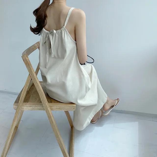 [만장 돌파*후기극찬 ] 린넨 백 스트링 홀터넥 나시 롱 원피스