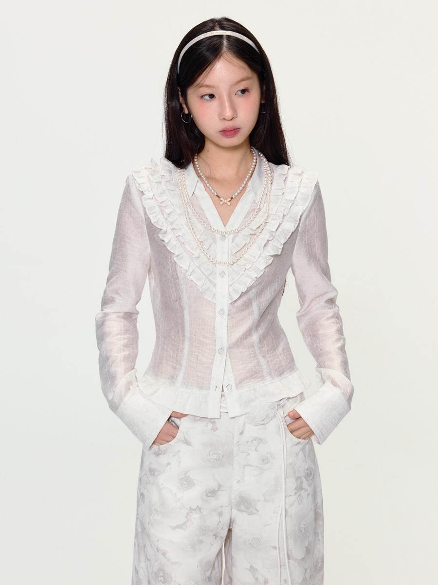 YaWhat See-through Frill Lace Shirt