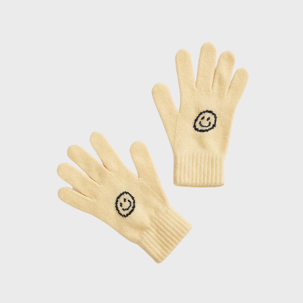 WOOL GLOVES LOVE LIGHT YELLOW