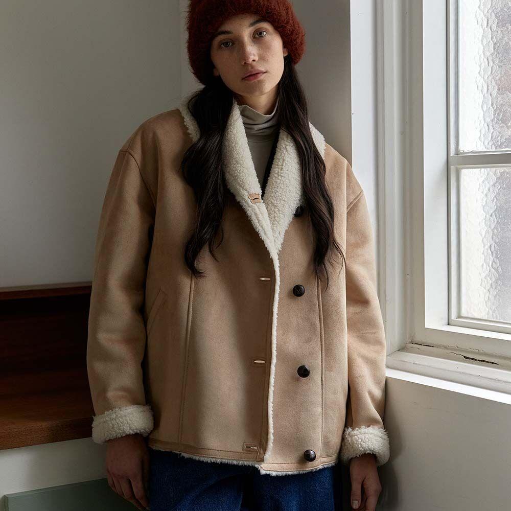 eco shearing warmy jacket-beige