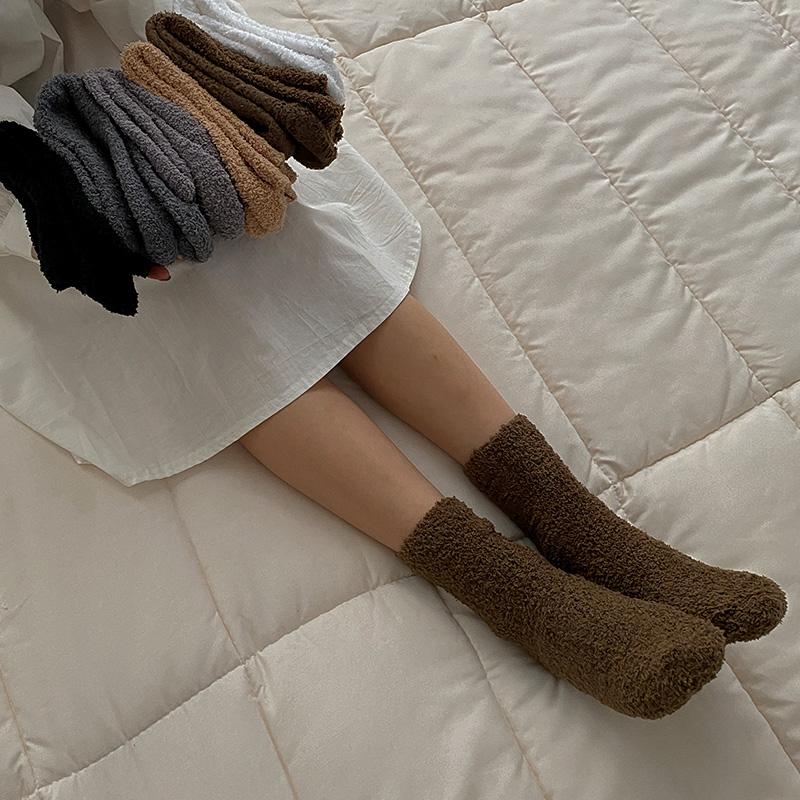 극세사 무지 소프트 수면 양말 6개 세트