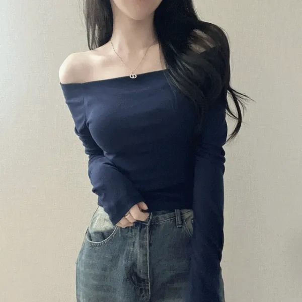 [ 여리함가득~ ] 에이 오프숄더 긴소매 티셔츠 (3col)