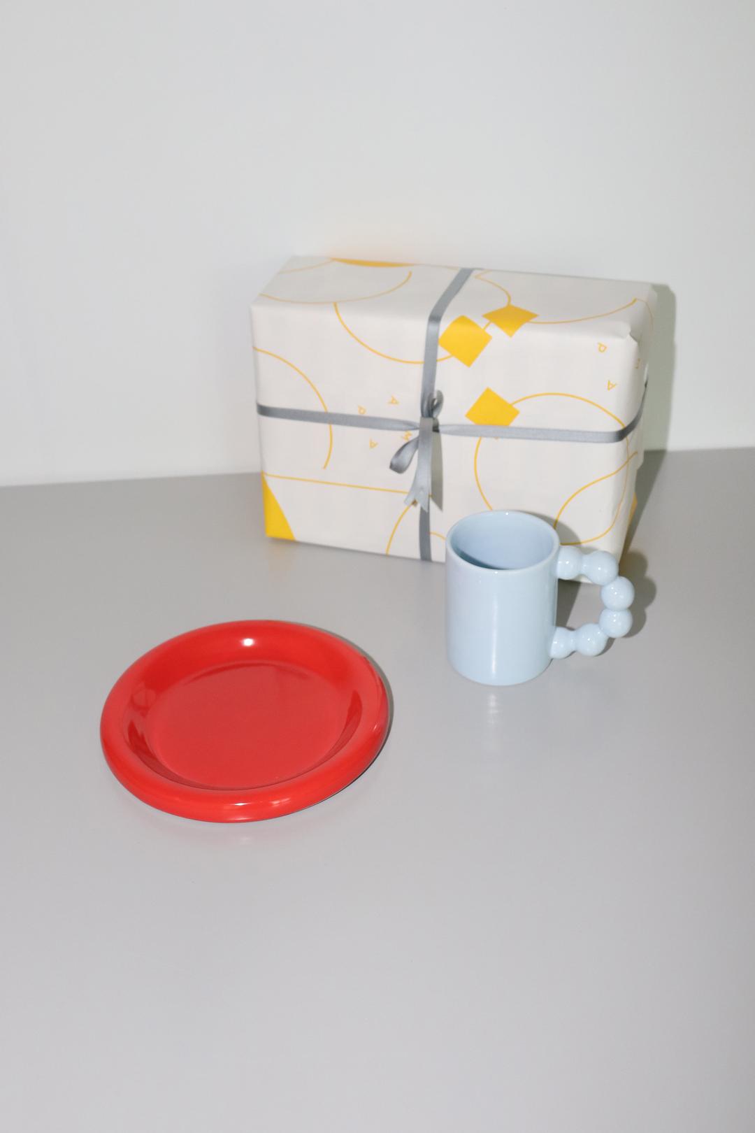 ARCH MUG(sky)/RING PLATE(red) [SET]