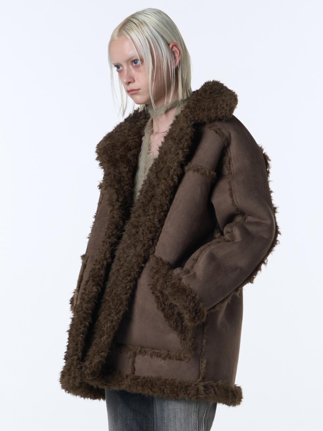 SHEARLING SINGLE COAT [BROWN]