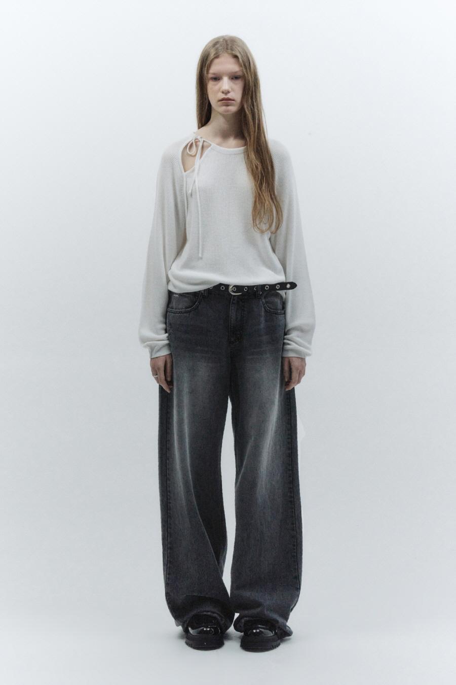 언밸런스 컷아웃 니트 WHITE