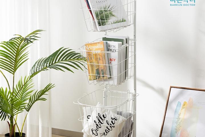 이동식 사각 철제 빨래바구니 3단