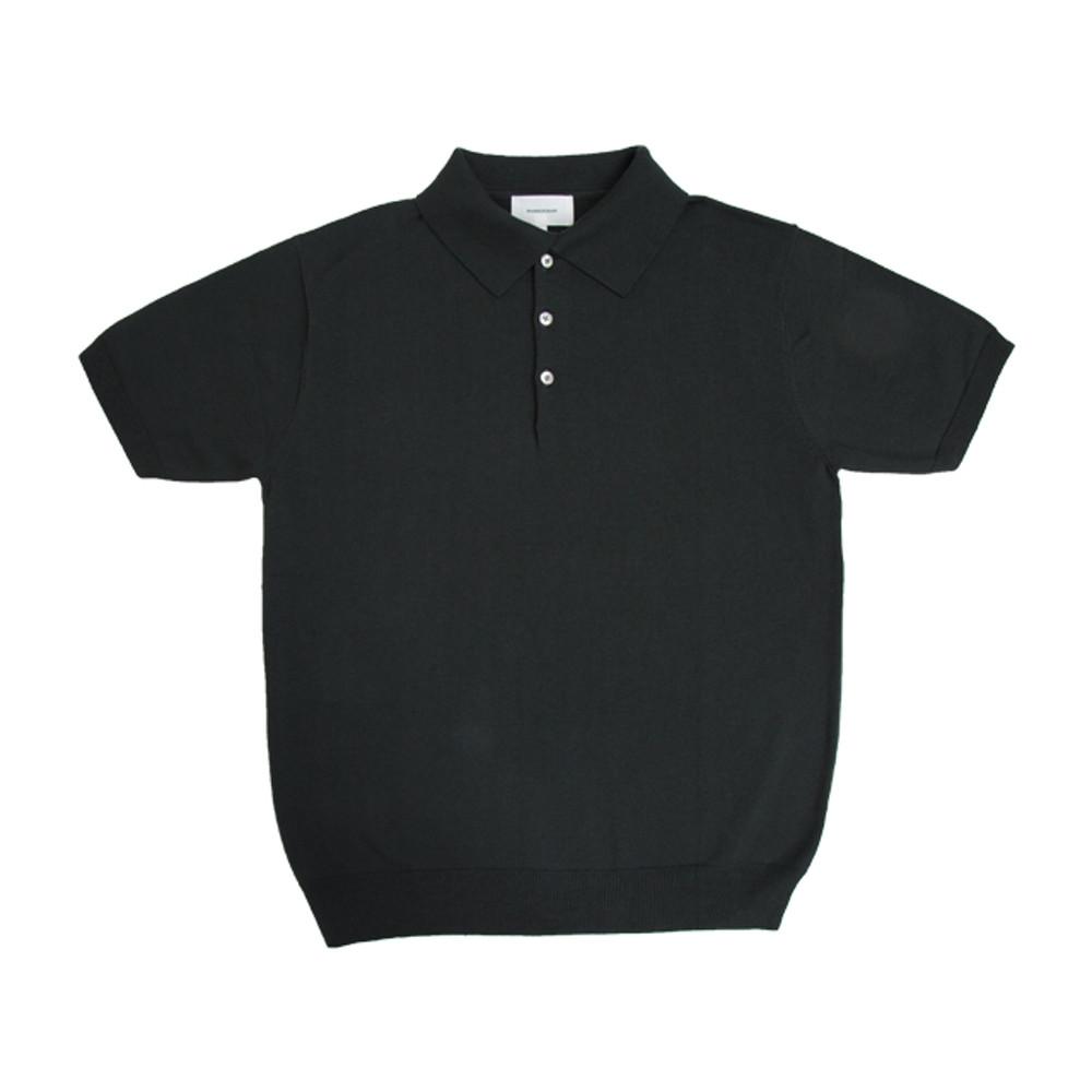 코튼실크 반팔 카라 니트 카키 클래식 핏