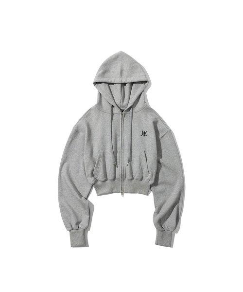 Signature crop hood zip-up - GREY