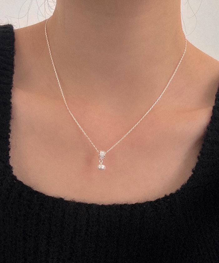 레브드제이 (silver925) 담수진주 큐빅 목걸이