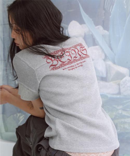 Waffle Half Sleeve Melange Grey