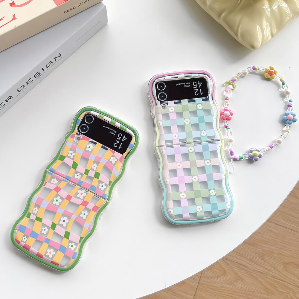 삼성 갤럭시 Z플립5 Z플립4 Z플립3 웨이브 투명 젤리 실리콘 비즈 스트랩 귀여운 꽃무늬 지플립5 지플립4 지플립3 제트플립5 제트플립4 제트플립3 플립5 플립4 플립3 케이스