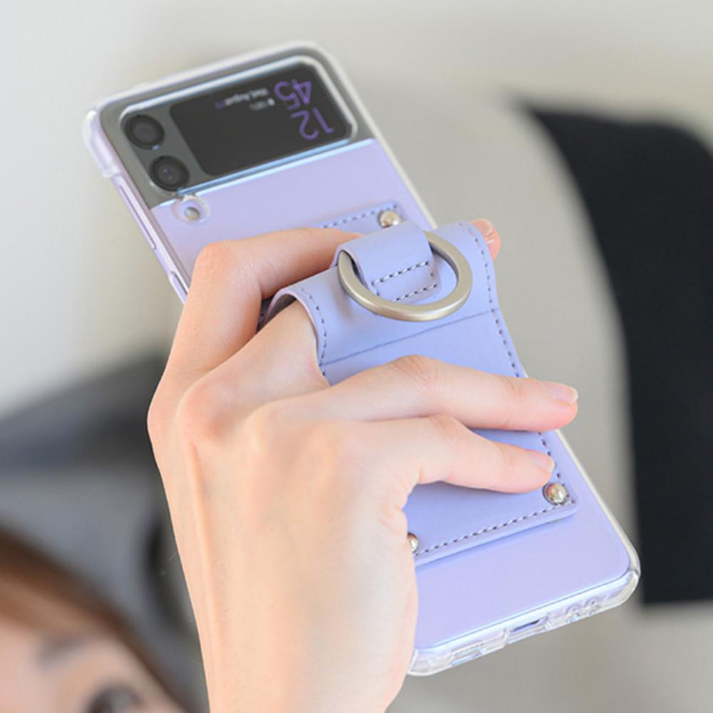 갤럭시 Z플립4 케이스 그립톡 핑거링 파스텔 가죽 카루소 매트 링케이스