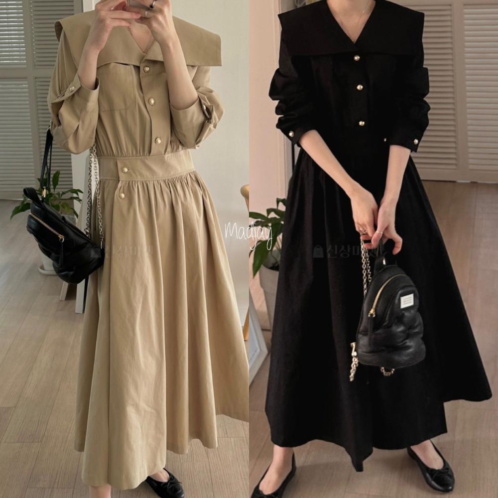 (당일)★8월 원가이하세일- 룰루  라라 골드 버튼 원피스