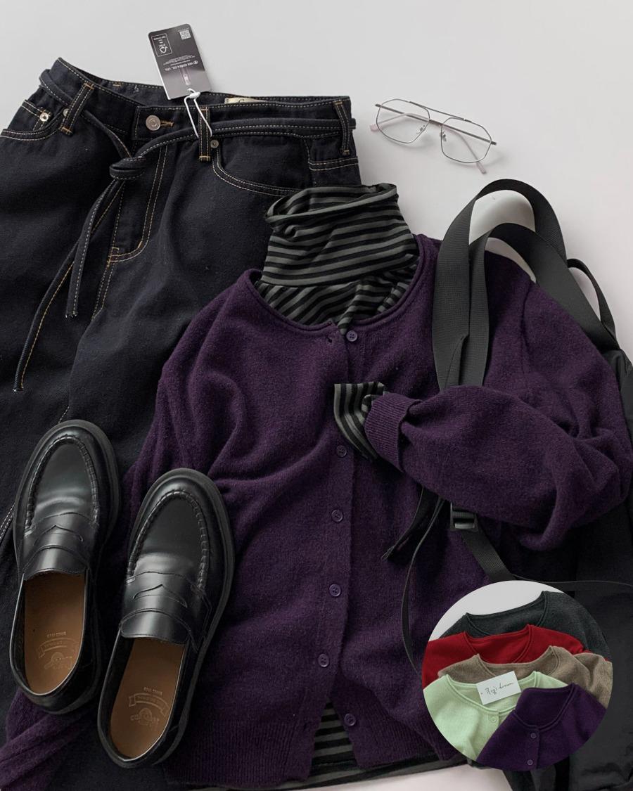 라슨 라운드 니트 가디건