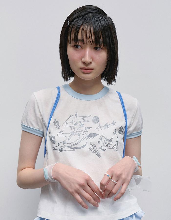 typeservice) Glittered CareFree Top [White]