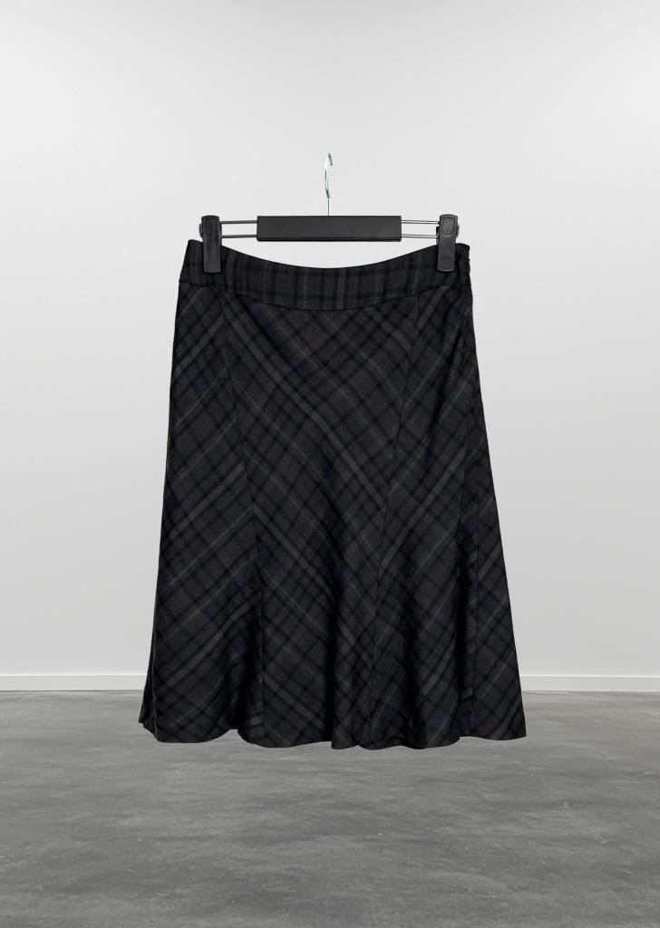 ESCHE wool + cashmere blend check skirt