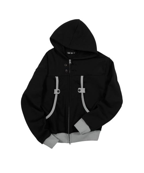 커브 버튼 후드 집업 (블랙) K26QA220