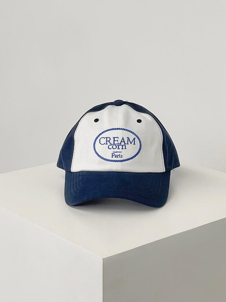 CREAM corn 3color 크림 콘 배색 자수 볼캡 남자 여자 캡 모자