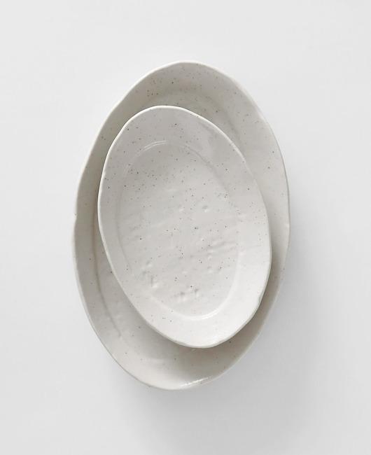 코우 비정형 타원 플레이트 - 화이트 (2 size)