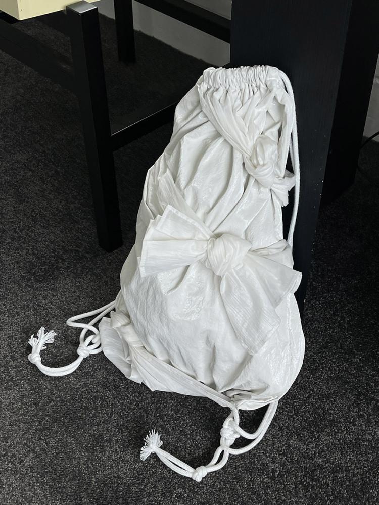 펄 글로시 리본 스트링 백팩 3color