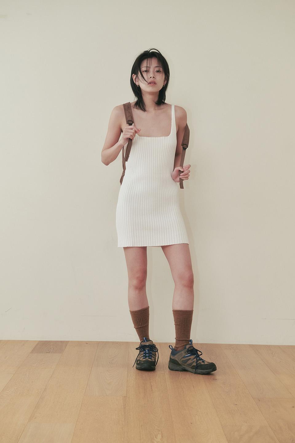 [PLZPROJECT]  KNIT SLEEVELESS DRESS, WHITE