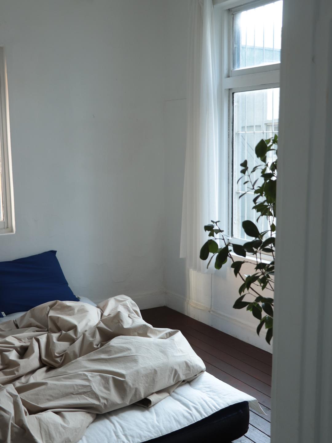 Beige cotton bedding