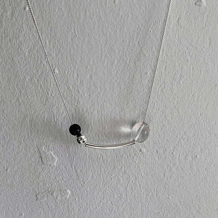 Silver Quartz & Pipe Necklace