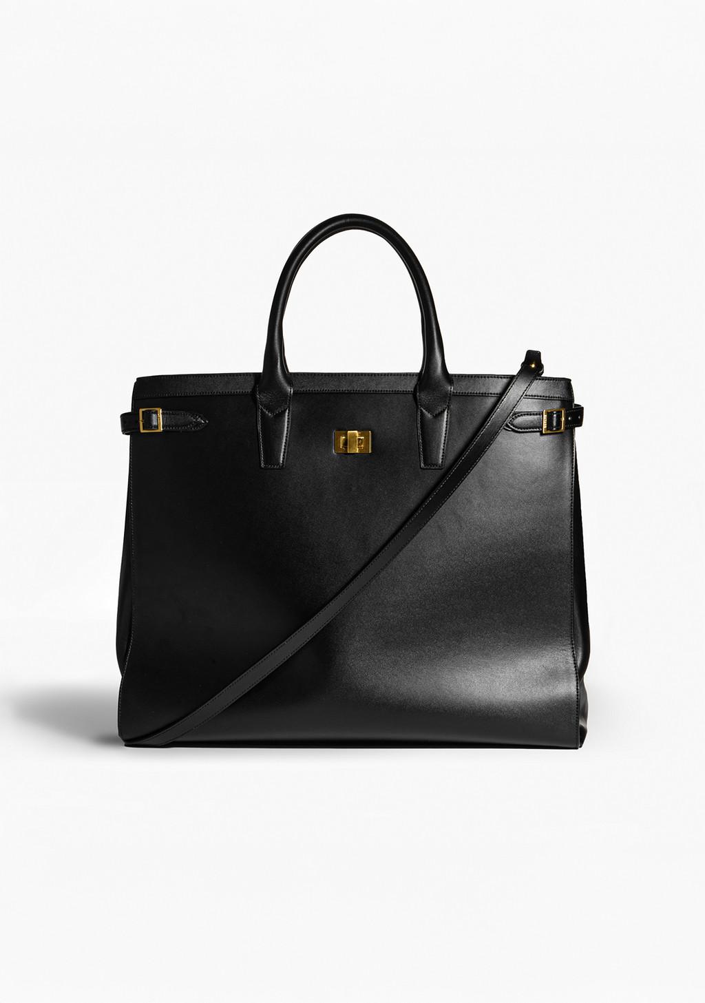 (세비지)SAVAGE Buckle Leather Tote Bag - Black
