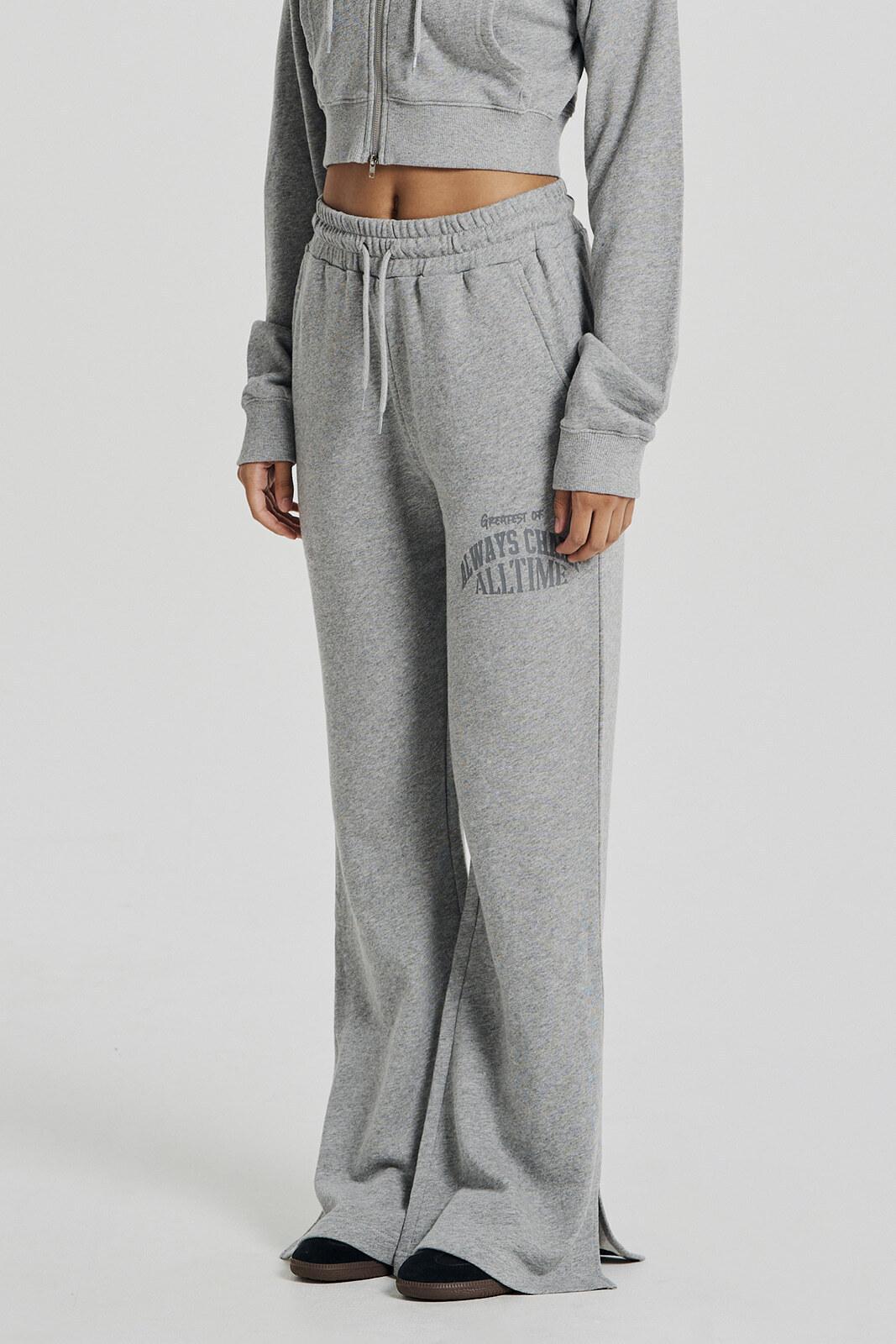 우먼스 라이트 코튼 부츠컷 스웨트 팬츠 (Melange Gray)