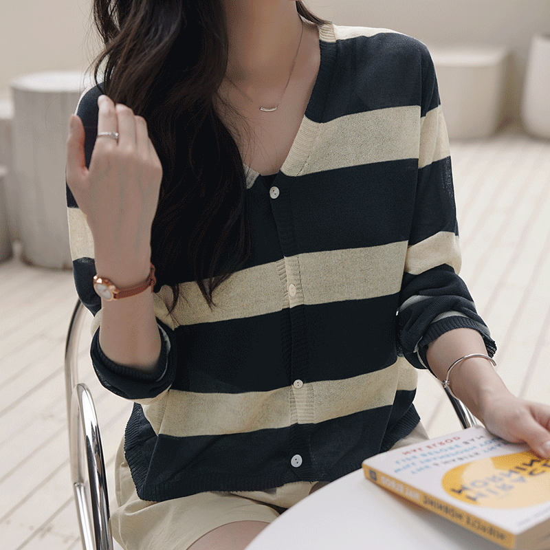 볼스트라이프 린넨가디건