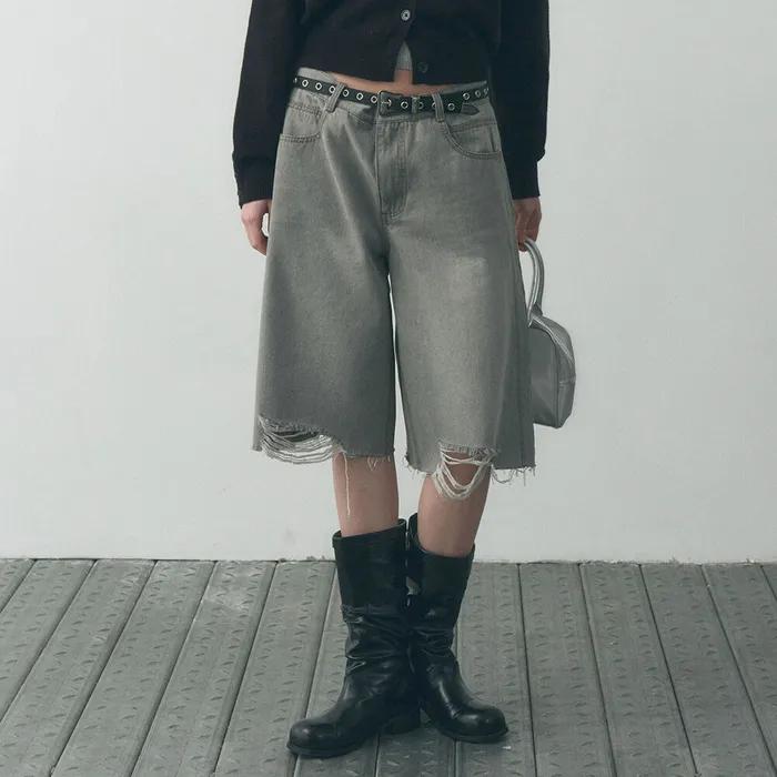 버뮤다 컷 오프 데님 숏츠 [GRAY]_SEPT063GRAY