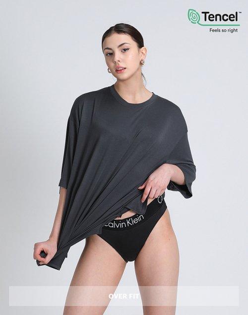 에어리 모달 오버핏 반팔티 (차콜)