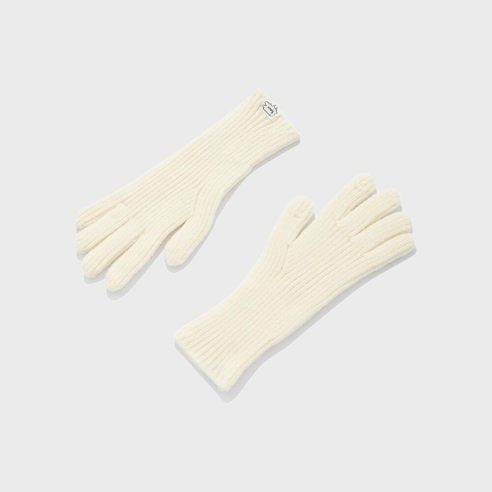 핑거홀 니트 장갑 아이보리