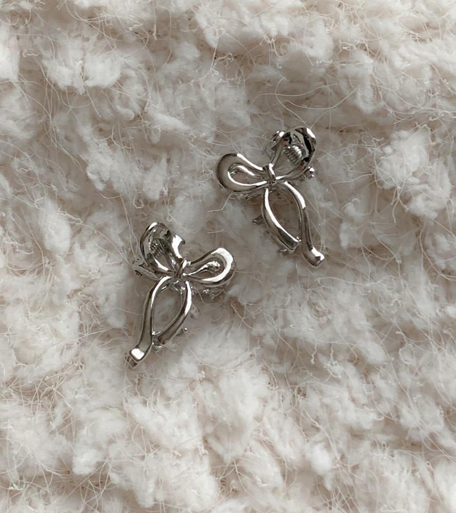 [바이노] 쁘띠 메탈 리본 집게핀 세트 (silver) / 리본집게핀 / 메탈집게핀