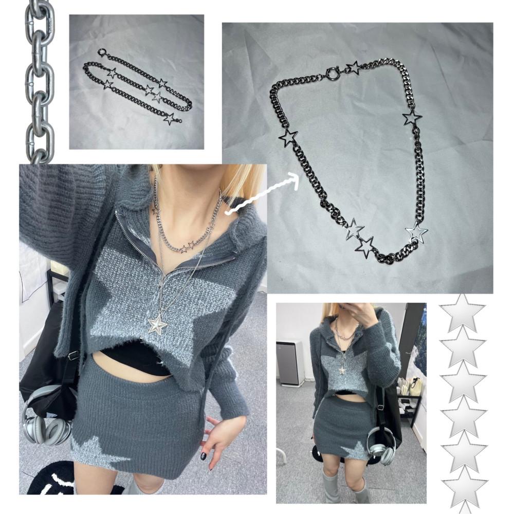 Star bold chain necklace (1color)