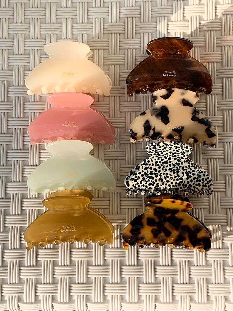 Barrette La France, 크리미 미니 헤어바렛 - 반묶음 패턴 셀룰로오스집게핀