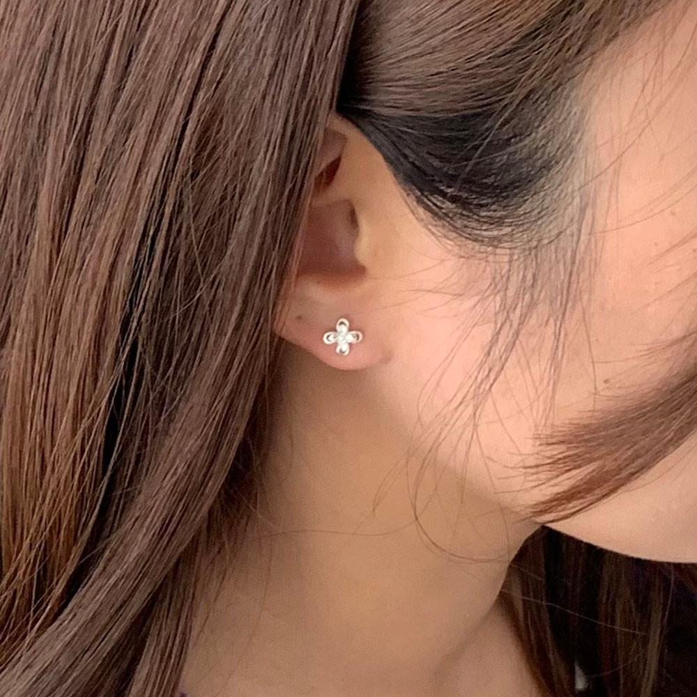 실버 925 미니 플라워 심플 꽃 은 귀걸이