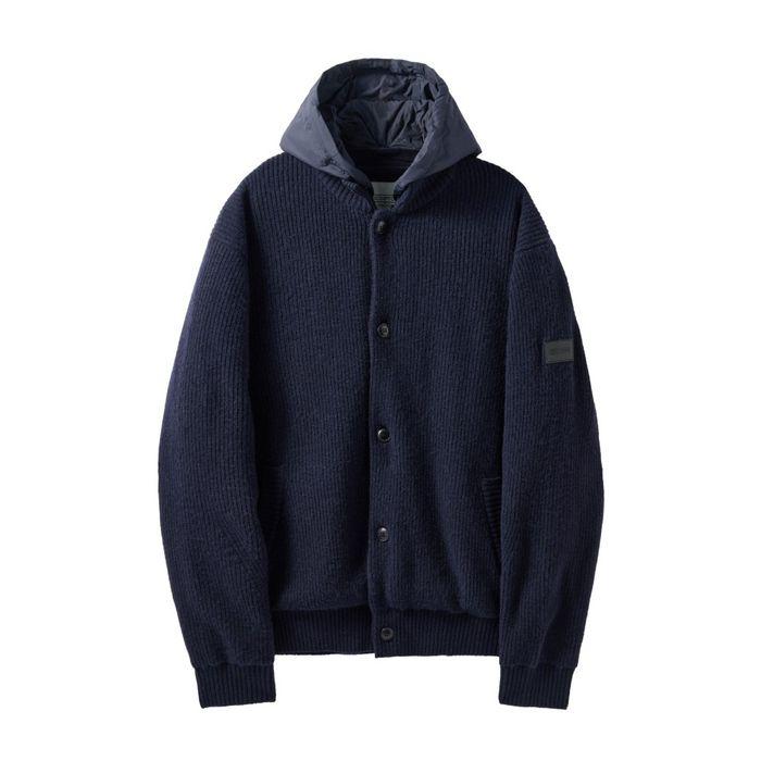 HOOD DETACHABLE HYBRID CARDIGAN  - NAVY (P244UCD403)