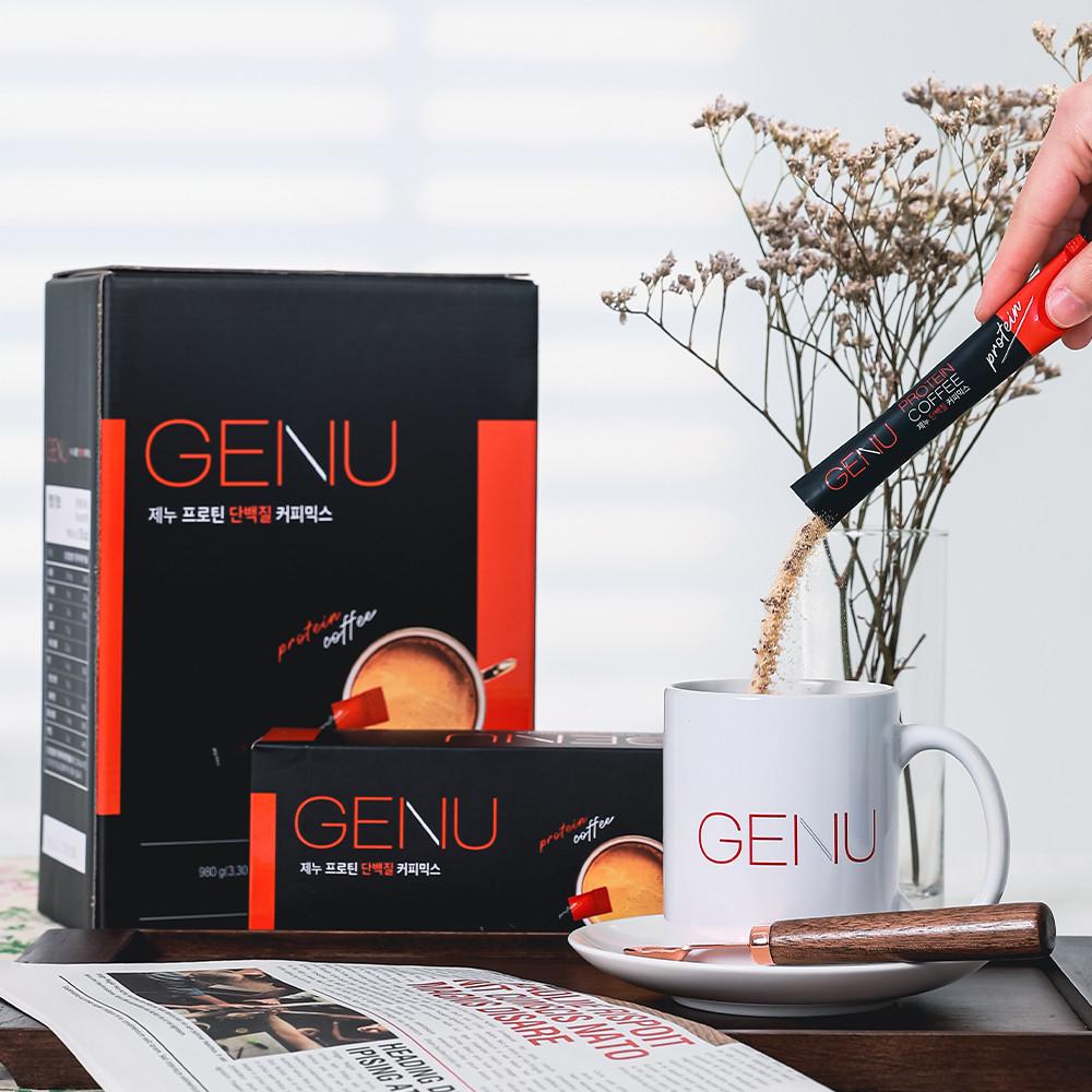제누 식물성 단백질 커피믹스 9.8g / 제로슈가 스테비아 카페믹스 저당 당뇨 건강한 프로틴 GENU [원산지:국산]